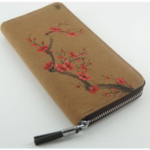 Womens Wallet Chinese-Style Retro Bag 2020 New Style Zipper Hand-Painted Canvas Clutch Bag Wallet Womens Wallets and Purses