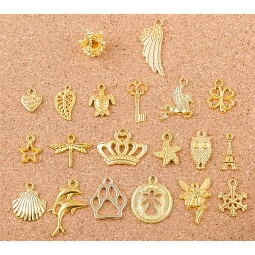 1set(20pcs) Mixed Gold Color Plated Retro alloy Charms Pendant DIY Handmade Jewelry Accessories
