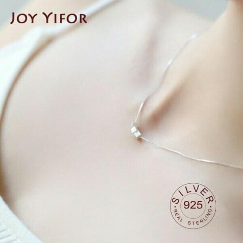 100% 925 Sterling Silver Necklace For Women 3 squares Necklace Bohemian Long Chain Necklaces Statement fine Jewelry