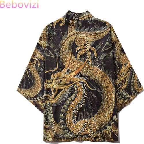 17 Style Chinese Dragon Men Women Harajuku Japanese Fashion Kimono Cardigan Shirt Blouse Haori Obi Asian Clothes Samurai