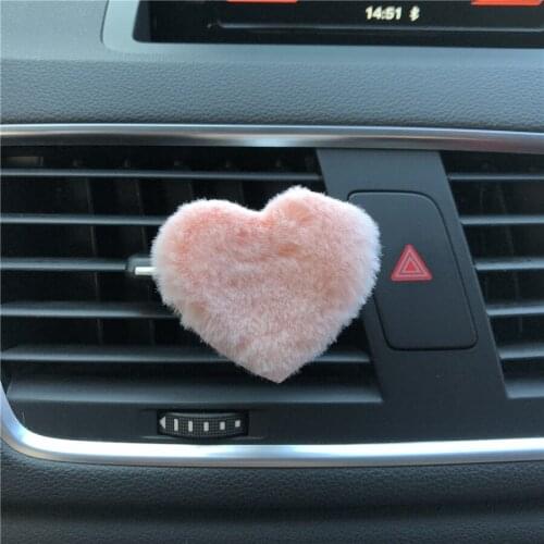2 pcs Pink Plush love modeling car decorative perfume clip Ladies car accessories Soft Velvet Air Freshener