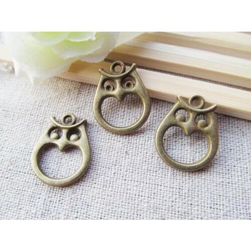50pcs 18mmx22mm Antique Silver tone/Antique Bronze Hollow Night Owl Connector Pendant Charm/Finding,Bracelet Charm,DIY Jewelry