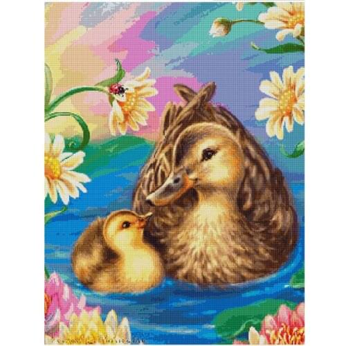 Ducks diamond painting mother child round rhinestone embroidery picture mosaic poster diamond art drawing wall sticker decor