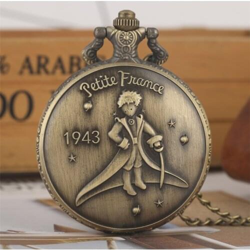 Bronze The Little Prince Theme Quartz Pocket Watch Fob Necklace Watches Retro Exquisite Pendant Clock Birthday Gifts for Kids