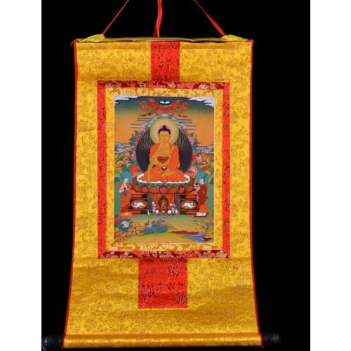 Buddhist supplies # 80 CM Thang-ga Thangka # HOME TOP efficacious Protection Tibetan Buddhism Shakya Mani Buddha painting
