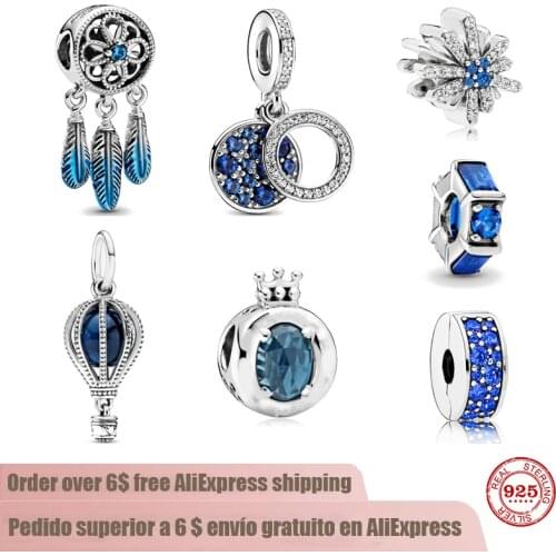New 925 Sterling Silver Blue Dreamcatcher Charm beads Fit Pandora charms silver 925 Original DIY Bead Bracelet Jewelry For Women