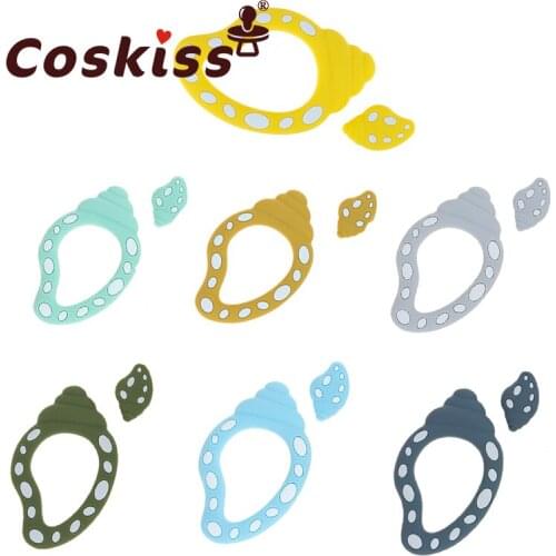 Coskiss Silicone Conch Shape Animal Teether Infant Teething shell Pearl Bead For DIY Nursing Necklace Pendant Accessories Toy