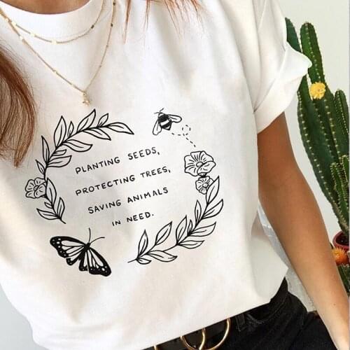Planting Seeds Protecting Trees Saving Animals In Need Slogan Women Shirts Streetwear Tumblr T-shirt Girl Cotton Tops Drop Ship