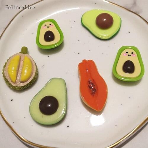 10pcs Kawaii Resin Cute Cartoon Avocado Flatback Cabochons For Hair Bow Centers DIY Scrapbooking Decor