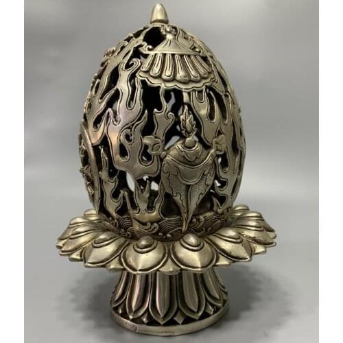 China White copper archaize eight treasures Incense burner crafts statue