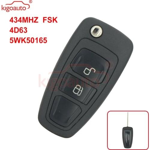 Kigoauto 5WK50165 Flip key 2 button 434mhz FSK 4D63 chip for Ford Ranger 2011 2012 2013 2014 2015