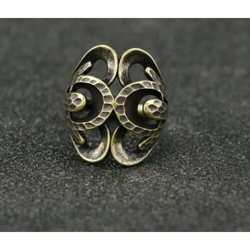 Collectable Chinese Pure Brass Carved Japanese Coin Ring Exquisite Small Statues