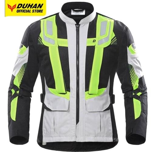 DUHAN Unisex Motorcycle Jacket Breathable Mesh Fabric Motocross Jacket Moisture Wicking Lightweight Clothing Reflective Strip