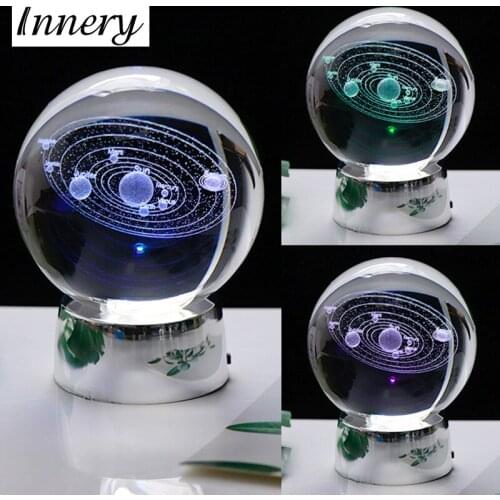 6/8/10CM Laser Engraved Solar System Ball 3D Miniature Planets Model Sphere Glass Globe Ornament Home Decor Birthday Gift