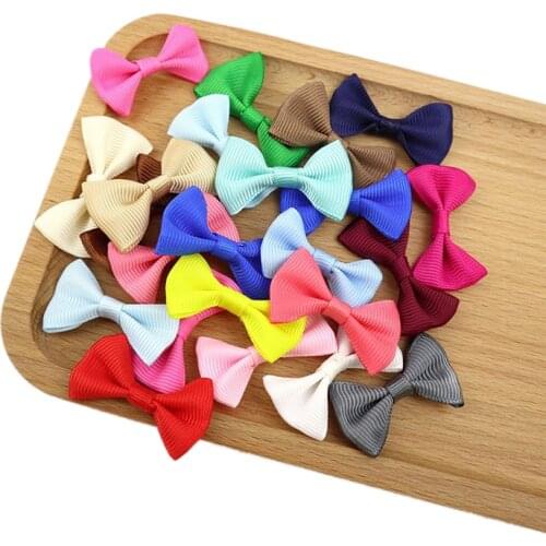 50Pcs 2.5*4cm Mix Color Threaded Ribbon Colored Bow DIY Crafts Supplie Wedding Party Decor Sewing Headwear Accessories Appliques