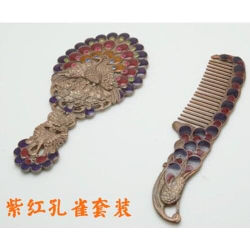 Cloisonne copper style makeup mirror