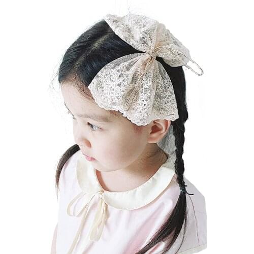NEW Bow Hair Clip Hairpins For Baby Girl Hairgrips Korea Embroider Lace Big Bowknot Barrettes Hair pin Accessories Kids Headwear