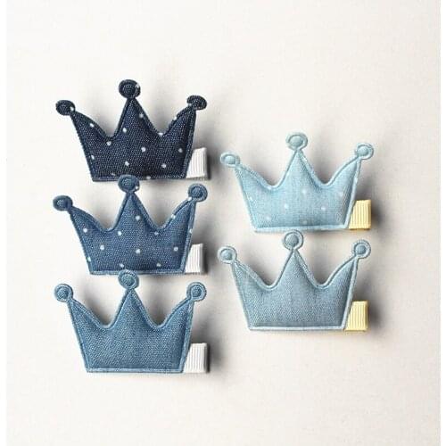 Denim Fashion Princess Girls Character White Dot Hair Clips 20pcs/lot Blue Hairpins for Kids Vintage Style Cheap Barrettes