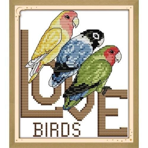 Three parrots cross stitch kit cartoon 11ct count canvas stitches embroidery DIY handmade needlework plus