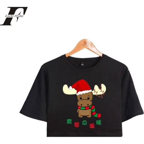 New 2018 Chrismas tshirt Logo Cool hit hop Tops cotton Short Sleeve T-shirt Women Summer Crop Top harajuku Clothes Plus size 4xl