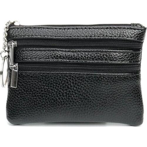 NEW Women Men Leather Coin Purse Wallet Clutch Double Zipper Small Change Soft Bag Mini Card Cash Holder Dollars Pocket