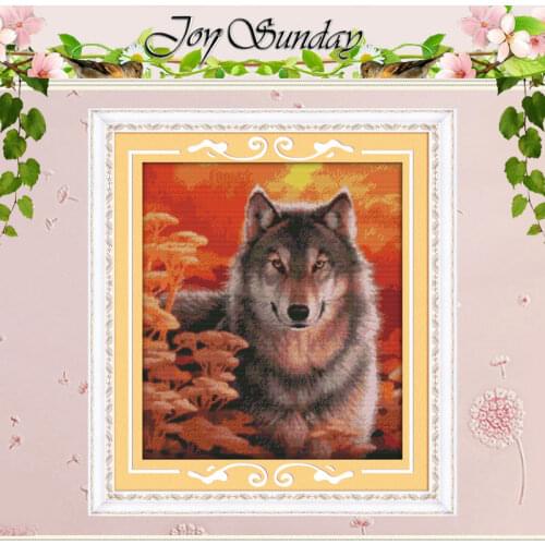 Autumn Wolf Patterns Counted Cross Stitch 11CT 14CT Cross Stitch Sets Chinese Animals Cross-stitch Kits Embroidery Needlework