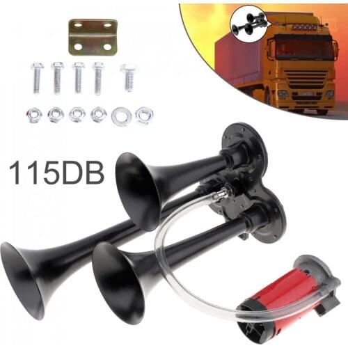 Durable 12V 115dB Super Loud Triple Tone Durable Car Air Horn Set Auto Trumpet Compressor for Motorcycle Boat Truck