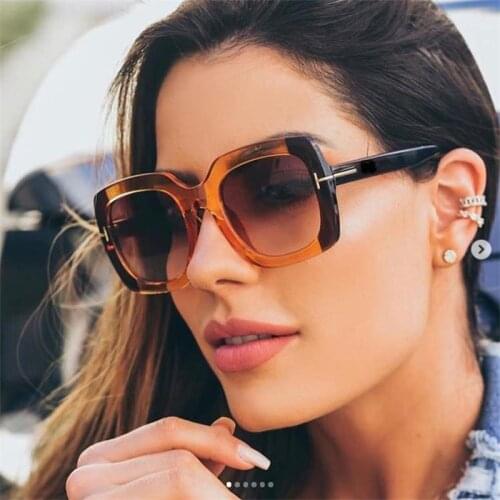 Womens Oversized Square Sunglasses Black Gradient Vintage Retro Big Frame Sun Glasses Men Designer Shades 2020 High Fashion