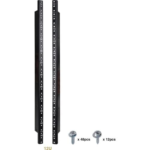 Sound Town 2-pack 12U Steel Rack Rails, with Black Powder Coated Finish and Screws (ST-RR-12U)