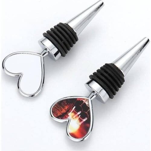 Sublimation Blank Wine Bottle Stopper Bar Tool Creative Heart Shaped Heat Transfer Metal Stoppers Wine Accessories SN1130