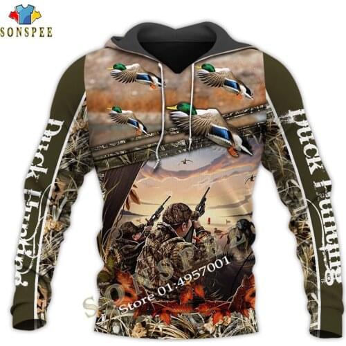 New Fashion 3D Men Hoodies Camouflage Hunting Wild Duck Animal Printed Long Sleeve Hooded Sweatshirts Unisex Pullover Streetwear