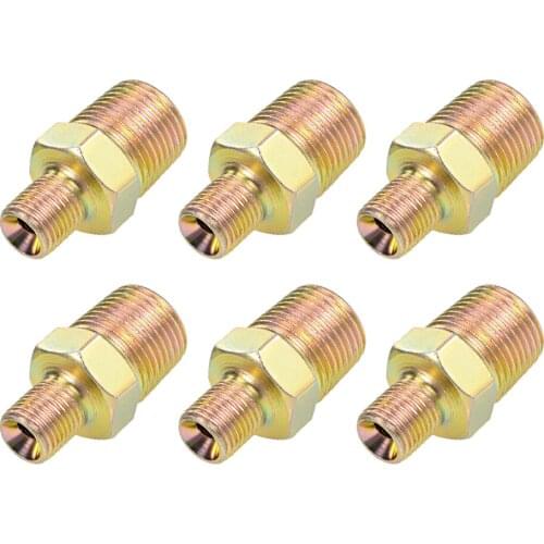 Uxcell Reducing Pipe Fitting - Reducer Hex Nipple - 1/2 X 1/4 BSP Male Connector Zinc Finish Plating 6Pcs