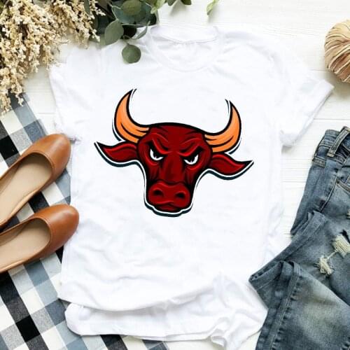 Women Lady Heifer Bull Cattle Funny Cartoon Fashion Print Ladies T Tee Tshirt Womens Shirt Clothes Female Top Graphic T-shirt
