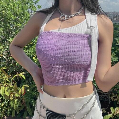 Women Fashion Casual Girl Dating Trendy Club Wear Sexy Wrapped Hollow Crop Tops Sleeveless Knitwear Woven Summer Party Slim Vest