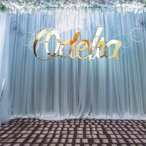 Custom Gold Sign Wedding Baby Shower Decorations Personalized Mirror Gold Acrylic Name Sign Letter Party Room Wall Hanger