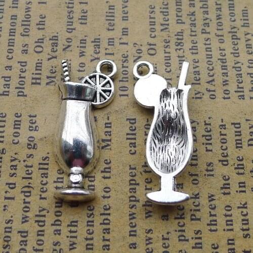Newest 10Pcs 11*27mm Antique Silver Color Alloy Goblet Glass Charms Fashion Pendant Accessory Charms For Jewelry Making Findings