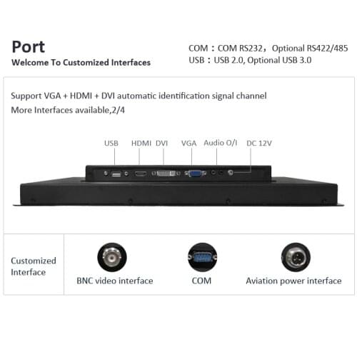 1000 nits 15 Inch Industrial Open Frame Touch Screen Monitor with Capacitive 10 points touch
