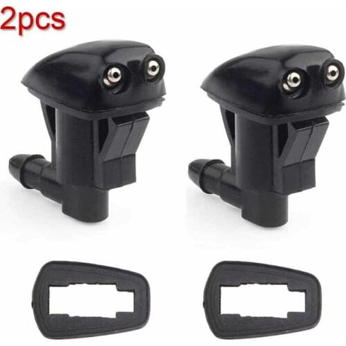 2pcs Universal Dual-hole Front Windshield Wiper Nozzle Black Auto Car Front Windshield Washer Wiper Spray Nozzle Set New