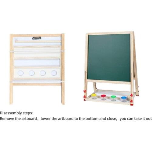 New 2 In 1 Double Side Child Standing Art Wooden Drawing Board Hanging Blackboard Drawing Board Wooden Toys For Kids With Chalk
