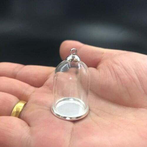 30x20mm clear tube glass globe silver tray base beads cap set glass vial pendant glass cover dome necklace pendant cute charms