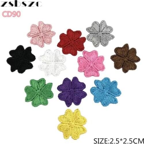 Zsbszc CD90 Colorful Embroidery flower patches lace applique wedding dress formal dress accessories fabric 25MM*25MM 20pcs
