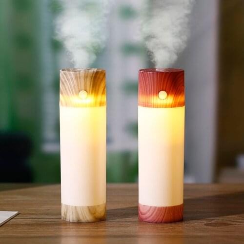 Car Air-Humidifier Household Ultrasonic Aroma Air Diffuser Wood Grain USB Aromatherapy Cool Mist Maker with Night Light