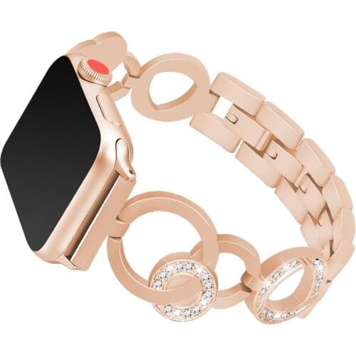 For Apple Watch Band 6 Series SE 5 4 3 2 Strap Girls/Ladies Diamond Fashion Steel Bracelet for iWatch 40/44MM 38/42mm Wristbelt