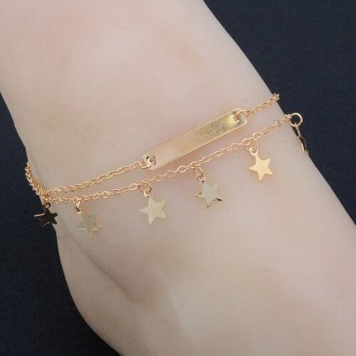 Trendy Vintage Multilayer Stars Anklet Bracelet for Women Metal Gold Punk Pendant on the Leg Gift Fashion Jewelry Free Shipping