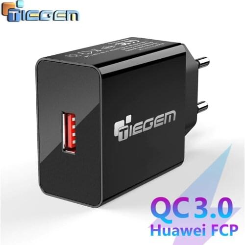 Tiegem 18W Quick Charge 3.0 Fast Mobile Phone Charger EU Plug Wall USB Charger Adapter for iPhone X 7 8 Samsung Xiaomi Huawei