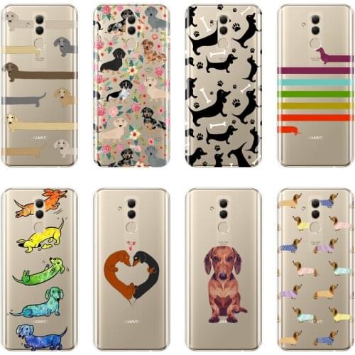 Phone Case For Huawei Mate 9 10 20 Pro Soft Silicone Dachshund Dog Heart Love Back Cover For Huawei Mate 7 8 9 10 20 Lite Case