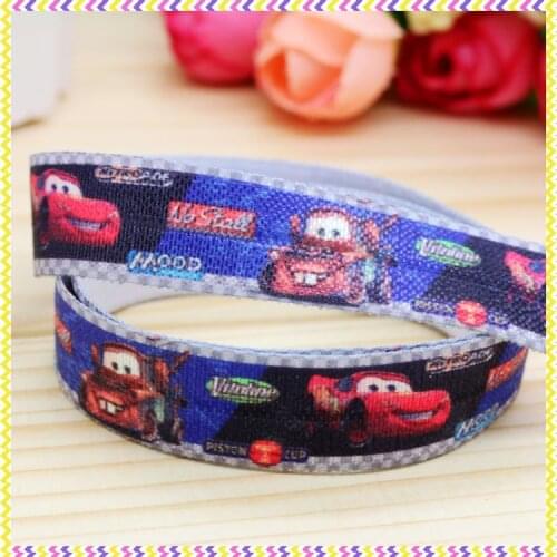 DHK 5/8'' Free shipping Fold Over Elastic FOE cars printed headband headwear hair band diy decoration wholesale OEM CE