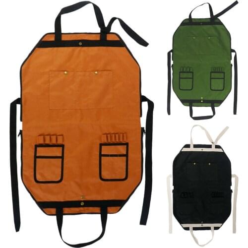 Outdoor Woodworking Apron With Multi-Pockets Multi-function Oxford Cloth Adjustable Picnic Apron Camping Storage Bag