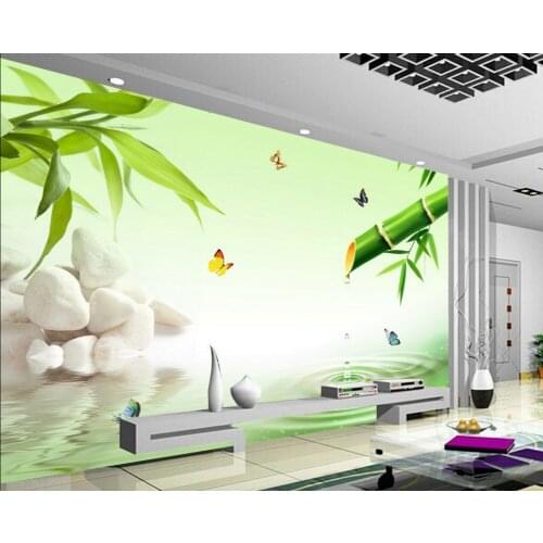 Custom photo wallpaper Bamboo green background wall photo mural wallpaper Home Decoration white wallpaper