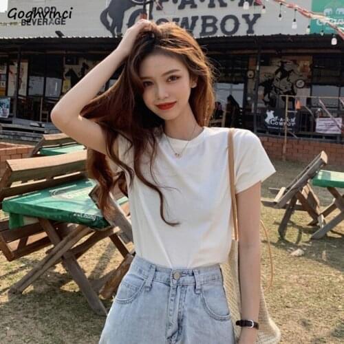 Women Short Sleeve T-shirts Knitted Solid Simple Slim Fit O-neck Office Lady Basic Comfortable Daily Leisure Korean Fashion New